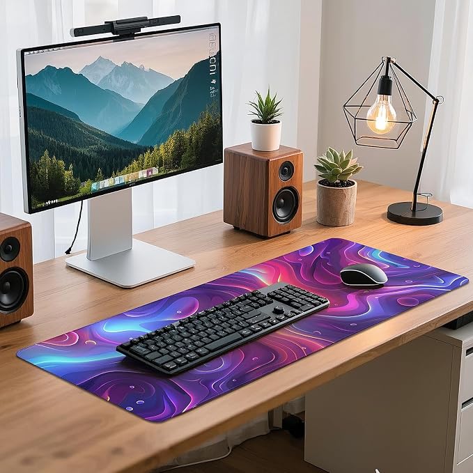 Gaming Mouse Pad - (31.5"×11.8") Topographic Large Mouse Pads for Desk - Desk Mat for Keyboard and Mouse with Non-Slip Base, Desks Pad Matfor Game/Office & Home