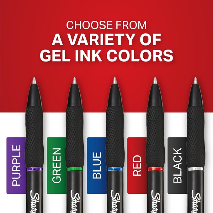 Sharpie S-Gel Pens, Bold Point (1.0mm), Black Gel Ink, 12 Count - Writing, Journaling, Note-Taking, College, Teacher Supplies, Office (Pack of 12)