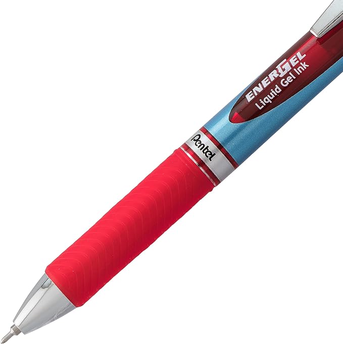 Pentel® EnerGel® RTX Retractable Liquid Gel Pens, Fine Point, 0.5mm, 54% Recycled, Assorted Barrel Colors, Red Ink, Pack Of 6 Pans