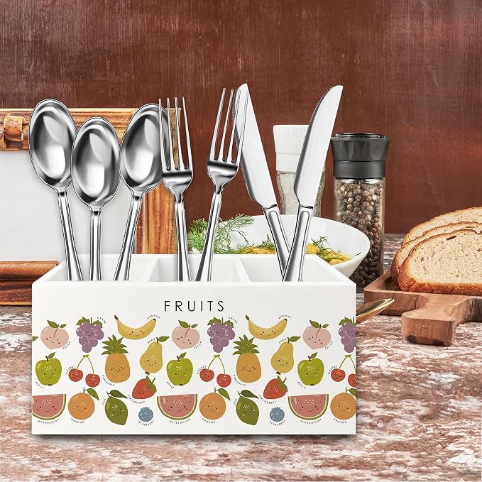 Boho Classroom Pen Pencil Holder Organizer for Desk, Fruits Educational Wooden Box Signs Decorations for Kids Boys Girls Room Bedroom Classroom Bedroom Desk Tabletop, Kids Room Decor