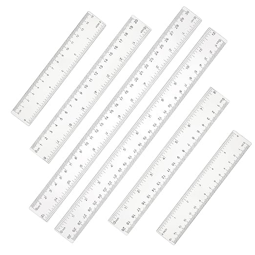 6 Pack Clear Ruler 6 Inch 8 Inch 12 in Flexible Plastic Ruler Small Transparent Rulers Measuring Tool Straight Rulers for Kids, School, Home, Office, Classroom, Drawing, Journaling