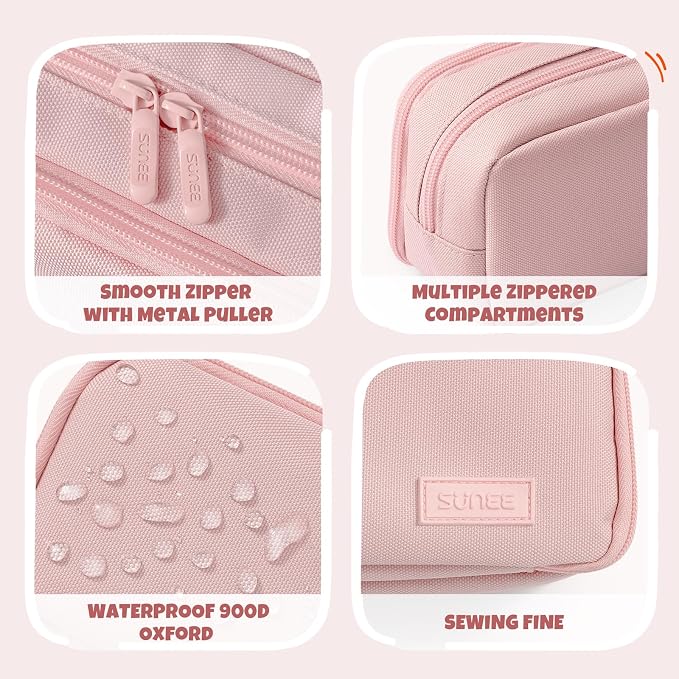 SUNEE Pencil Case, Large Capacity Pencil Pouch, Aesthetic Big Pen Bag 900D Oxford Pen Box for Office Stationery Organizer School Supplies Multifunctional for Teen Boys Girls Women Men, Pink