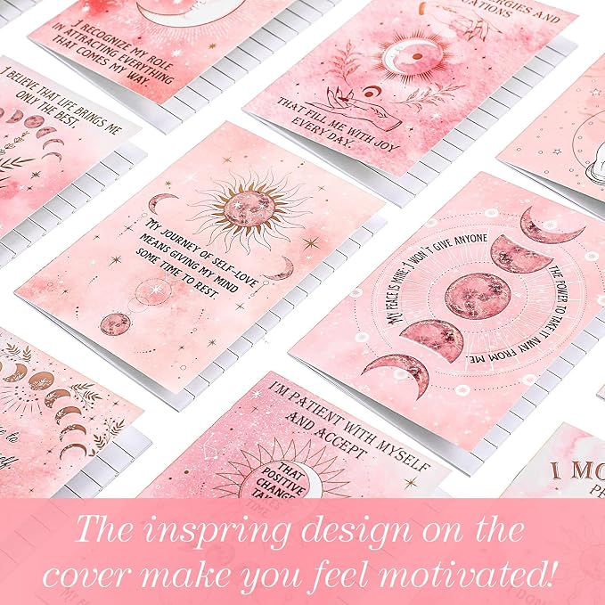Tatuo 24 Pcs Positive Affirmation Notebooks Inspirational Notebook Small Motivational Encouragement Notepads Pink Daily Affirmations Self Care Journal for Back to School Women Teacher Student Gifts
