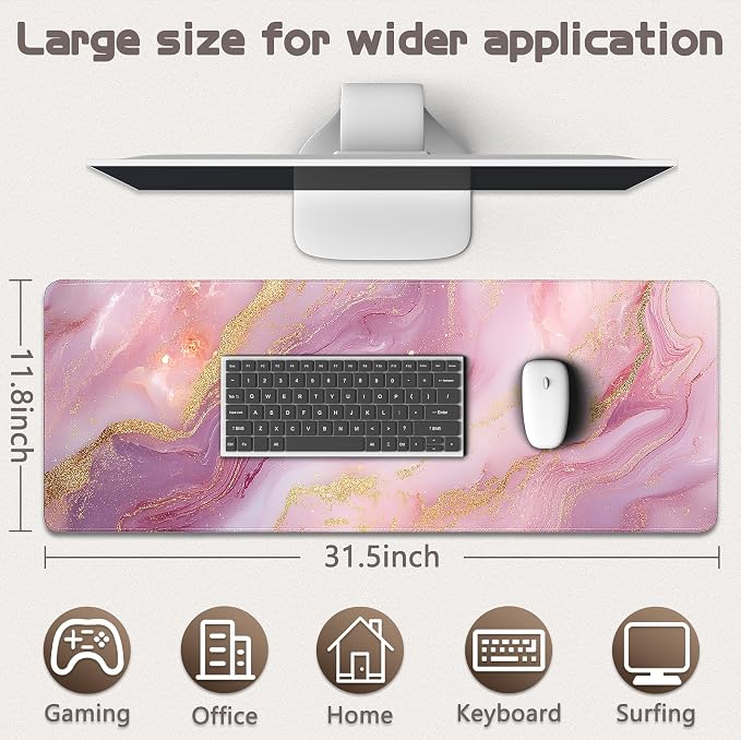 Gaming Mouse Pad - (31.5"×11.8") Marble Large Mouse Pads for Desk - Desk Mat for Keyboard and Mouse with Non-Slip Base, Desks Pad Matfor Game/Office & Home