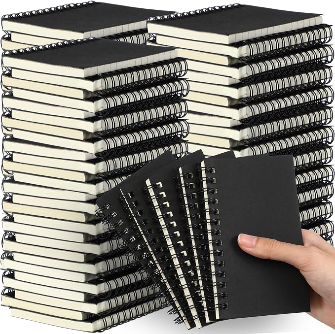 Jutom 200 Pcs Small Spiral Notebooks Memo Pads 3x5 Bulk Small Pocket Notepads Back to School Supplies Mini Notebook with Lined Mini Journals for Office & Work, 120 Pages (Black)