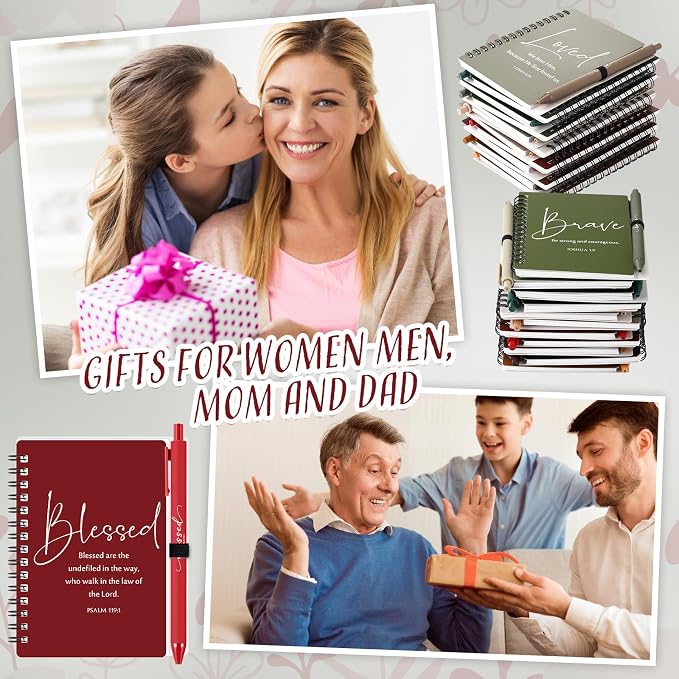 Kosiz 72 Sets Christian Gifts Bulk Christian Notebooks with Pens Inspirational Prayer Journals Bulk A6 Spiral Small Notepads for Women Men Church Members Bible Study Groups (Retro Color)