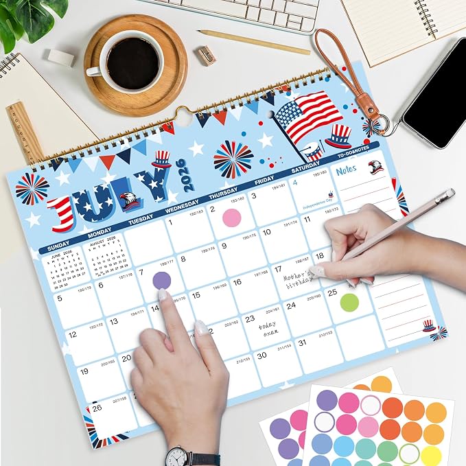 XISIDO 2026-2027 Wall Calendar, Calendar 2026-2027, 18 Month Calendar July 2026 - December 2027, 14.8" X 11.5", Calendar with Twin-Wire Binding, Hanging Hook and Julian Dates (Seasonal Designs)