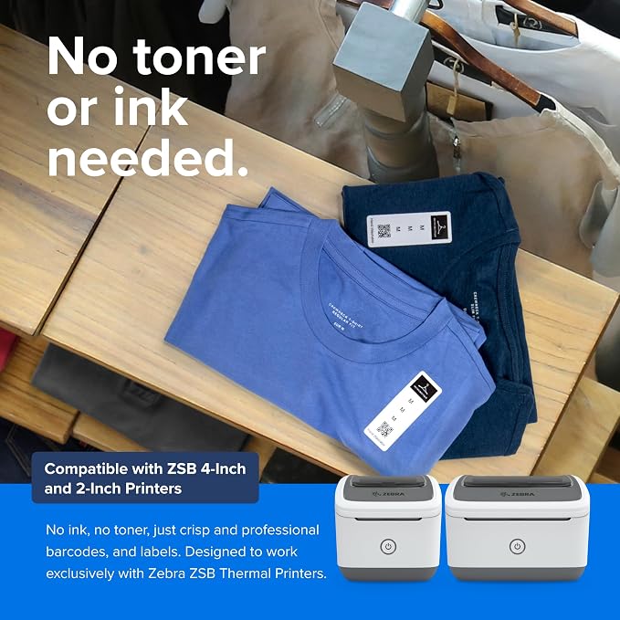 Zebra ZSB Series Labels - Potato Starch-Based Printer Label Paper - Recyclable Cartridge for Stickers - Versatile, Cloud-Based Adhesive - Address, 1.25" x 3.5"