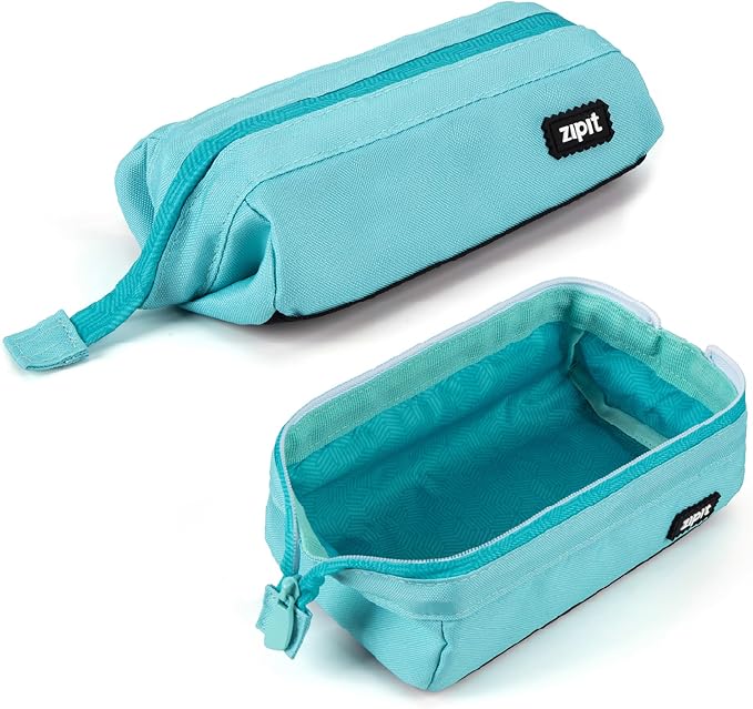 ZIPIT: Lenny Pencil Case - Light Teal - Large Storage Capacity Zipper Pouch, Makeup-Stationery Bag, School-Travel, Washable Polyester, Kid-Teen-Adult