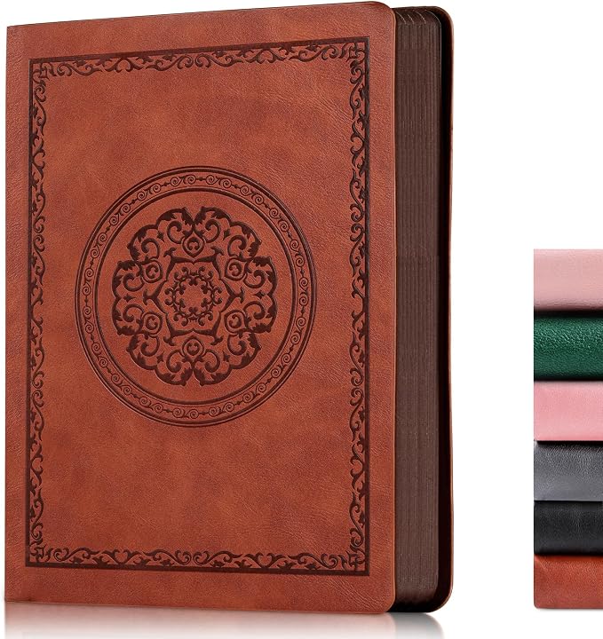 Fetinar 2026 Leather Vintage Journal Notebook,300 Pages,Leather Softcover Lined Journal Notebooks for Women Men,Notebook Journals for Writing Travel,Business,Office,8.5'' X 11.3''