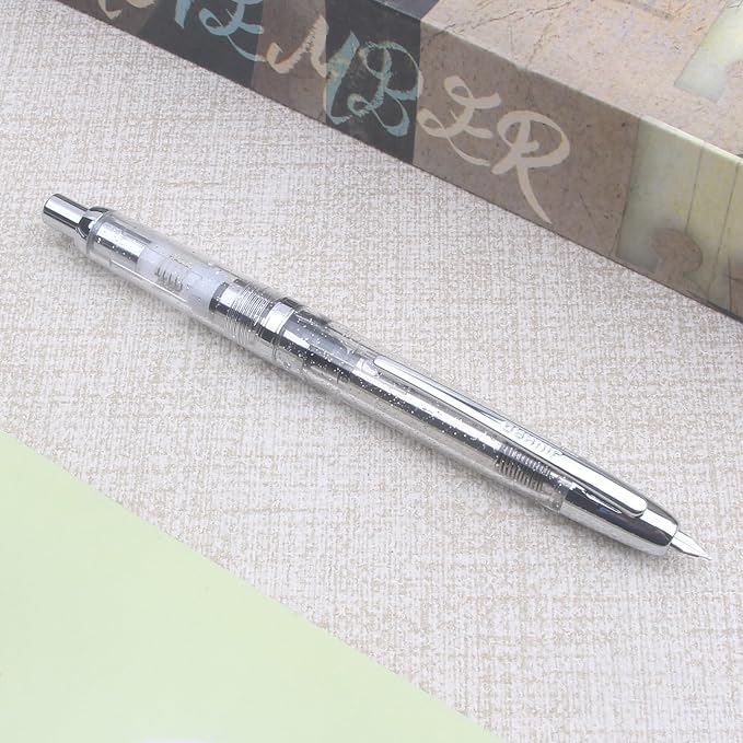 JINHAO 20 transparent Press Fountain Pen Retractable EF F Nib Transparent Black Writing Ink Pen with Converter School Office Supplies