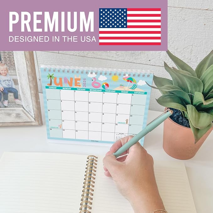 Small Desk Calendar 2026-2027 Standing Flip - 18-Month 2026 Desk Calendar Small for Home, Office & School, Standing Desks Calendars 2026-2027, Mini Desks Calendars, Back to School Teacher Gifts