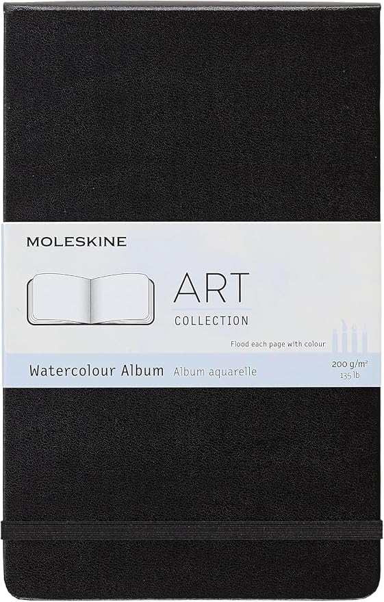 Moleskine Art Watercolor Album, Hard Cover, Plain/Blank, Large (5" x 8.25"), Black, 72 Pages