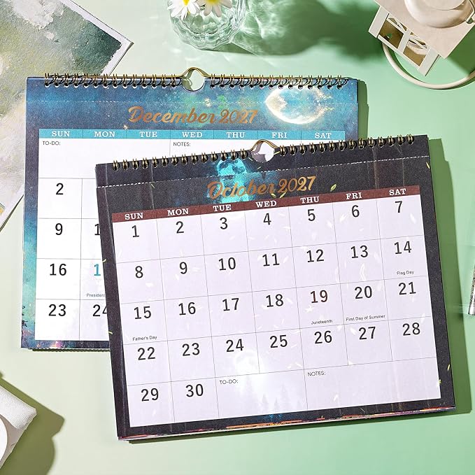 2027 Calendar - 3 Month Calendar 2027 Vertical Display (Folded in a Month) | Jan.2027 - Dec.2027, 11" x 26", 2027 Wall Calendar Large, 3 Month Wall Calendar 2027 Lay- Flat with To-do & Notes - Green