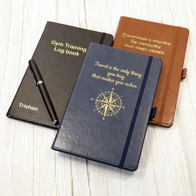 CustomDesign.Shop Personalized Custom Premium Hardcover A5 Notebook | Design A Truly Unique Journal | Gold Embossed Gift Idea (Blue)