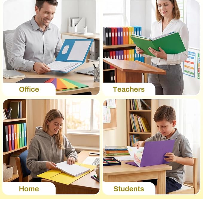 SUNEE Folders with Pockets(25 Pack, Yellow), 2 Pocket Folders Fit Letter Size Paper, Paper File Folder for School Office Home Business