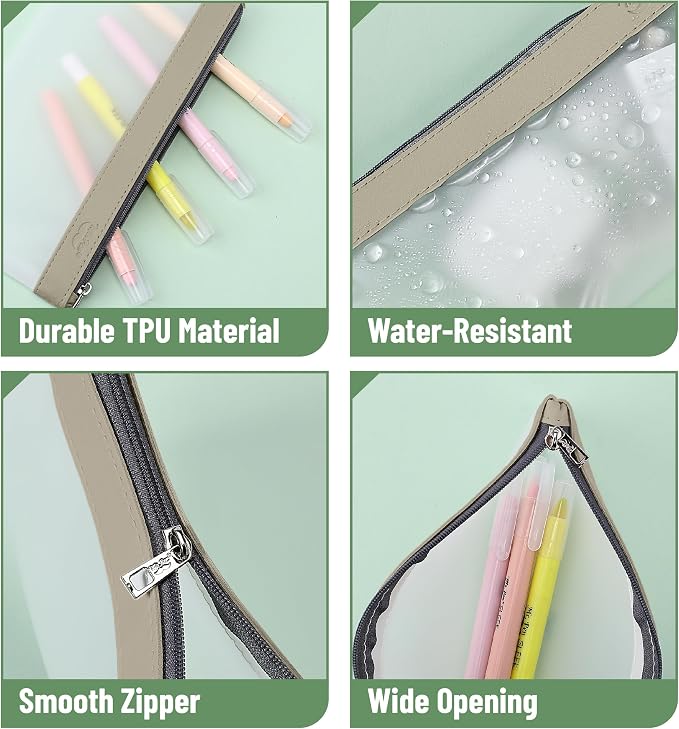 Mr. Pen- Clear Pencil Pouch, 8.50"x4.25", 6 Pack, Durable TPU Material | Medium Water-Resistant Pencil Bags with Smooth Zipper, Multipurpose Clear Pouch for Stationery, School, Office