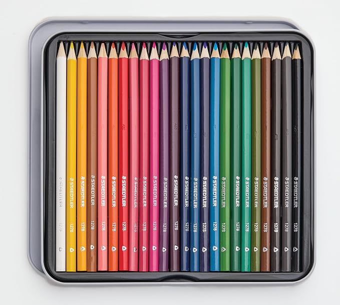 STAEDTLER Triangular Colored Pencils, Metal Tin of 24 Colors, Coloring Pencils for School, Art, Crafts - Art Supplies for Beginners, Students, Hobbyists