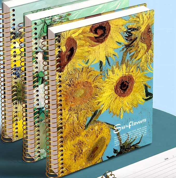 Large Spiral Notebook, B5, 300 Pages, 8x10 Big Notebook, Hardcover Large Journal, Thick Paper Lined Notebook, Vincent Van Gogh Sunflower gifts for Women and Children.