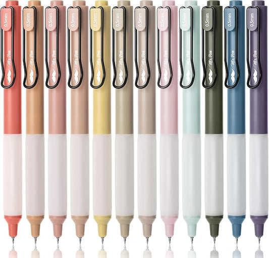 Mr. Pen- Retractable Gel Pens, 12 Pack, Black Ink, Vintage Barrels | Fine Point 0.5 mm, Fast Dry, Smooth Writing, Cute Pens for Drawing, Writing Planner and School Supplies