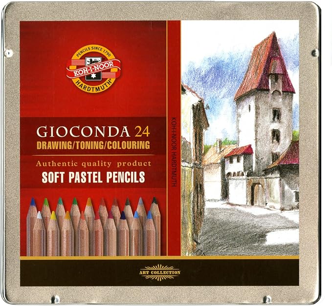 Koh-I-Noor Gioconda Soft Pastel Pencil Set, 24/Each Packed in Tin, Assorted Colored Pencils (FA8828.24)