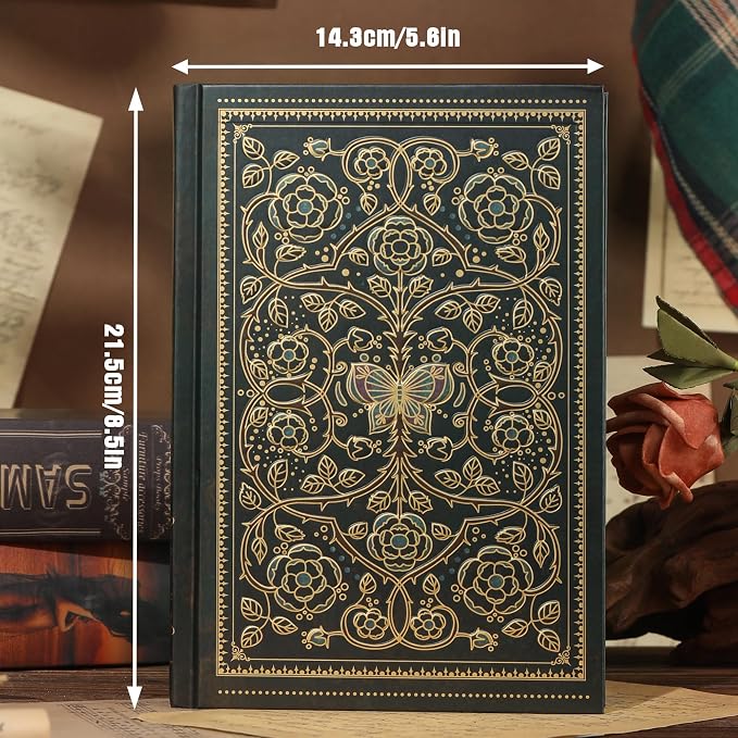 MGGAO Line Notebooks for Women Men, A5 Aesthetic Hardcover Ruled Diary | Vintage Design, 224 Pages, Ribbon, 100 GSM Thick Paper, Journal for Writing, Note Taking, Office, School, Journaling