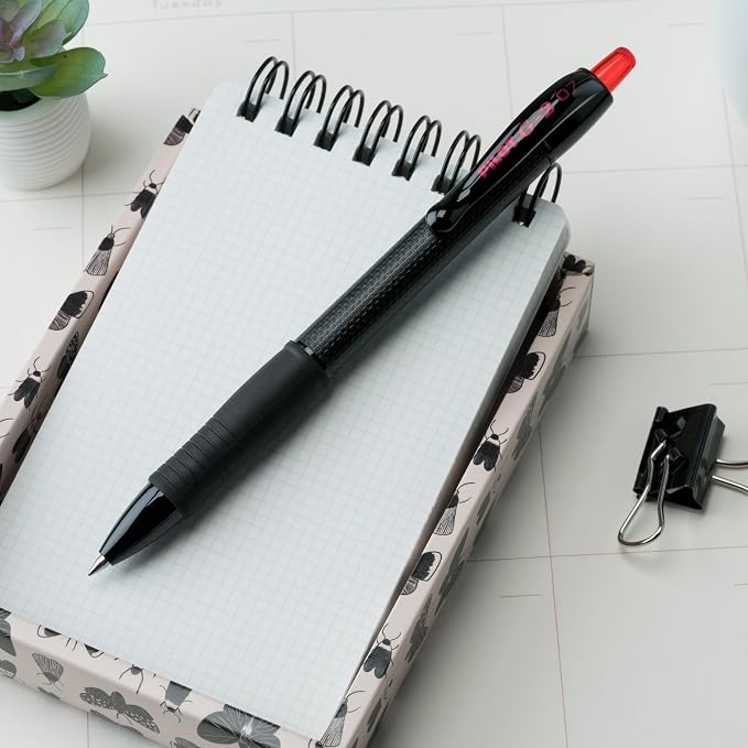 Pilot G2 Edge Red Pens, Premium Gel Roller Pens, Sensory Writing Experience, 12ct box, Fine Point 0.7 mm