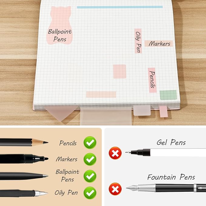 BAYTORY 850 Sheets Transparent Sticky Notes with Permanent Markers (Pink) | Clear 3 x 3 inch Sticky Note to Post Book Annotation Kit, See Through Self-Adhesive Index Tabs for Bible Journaling