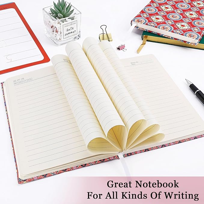 Journal Notebook, Fabric Vintage Journal Hard Cover Lined Notebook,192 Pages A5 College Ruled Notebook for Work & Note Taking,Perfect for Office School Home Supplies （Add Energy）