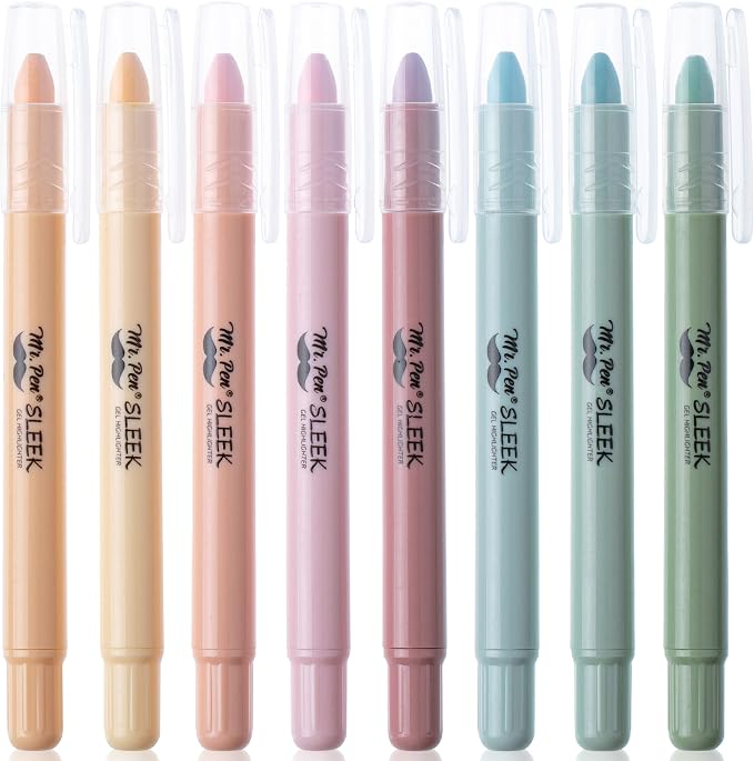 Mr. Pen- No Bleed Gel Highlighters, Pastel Colors, 8 Pack | Bible Highlighters and Pens No Bleed, Bible Markers for Study, Journaling, School Supplies and Accessories