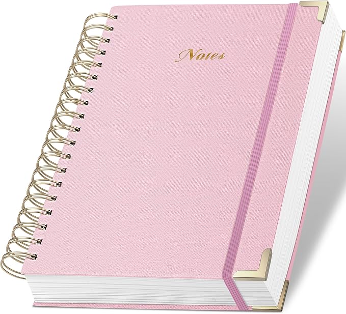 Spiral Notebook Journal, 328 Pages Linen Hardcover College Ruled Notebook, Lined Thick Journals for Women Men, B5 Thick Spiral Journal for Writing, 100GSM Paper, Cute Notebooks for Work School