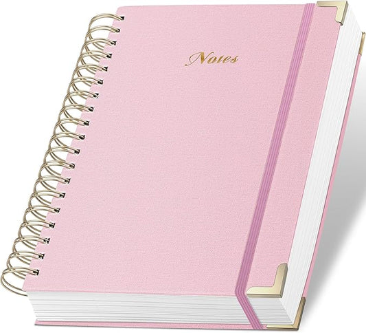 Spiral Notebook Journal, 328 Pages Linen Hardcover College Ruled Notebook, Lined Thick Journals for Women Men, A5 Thick Spiral Journal for Writing, 100GSM Paper, Cute Notebooks for Work School