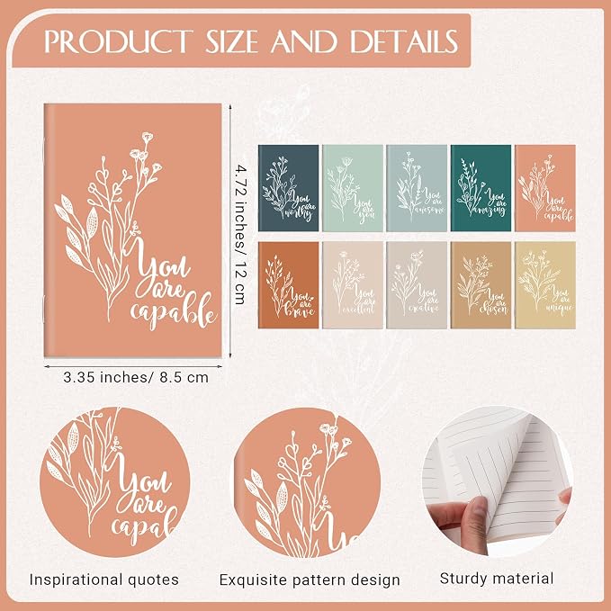 Affrolling 60 Pcs Inspirational Notebooks Bulk Motivational Mini Notepads with Pen Aesthetic Back to School Gift for Students Teacher Nurse Employee Coworker Office Classroom Rewards (Bright Colors)