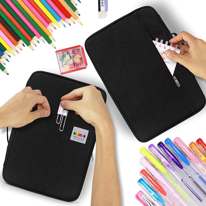 YOUSHARES Big Capacity Colored Pencil Case - 300 Slots large Pen Case Organizer with Multilayer Holder for Prismacolor Colored Pencils & Gel Pen (Black)