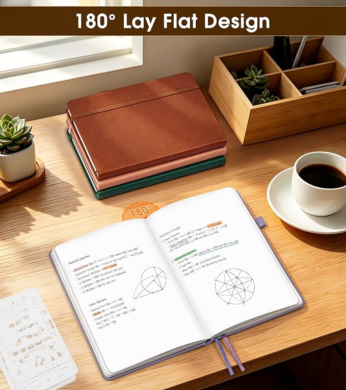Journal Notebook, A5 Leather Hardcover Blank Sketchbook, 160 Pages, 180° Lay-Flat Binding, 100 GSM Thick Paper, for Sketching, Drawing, Art Journaling & Creative Writing (Purple)