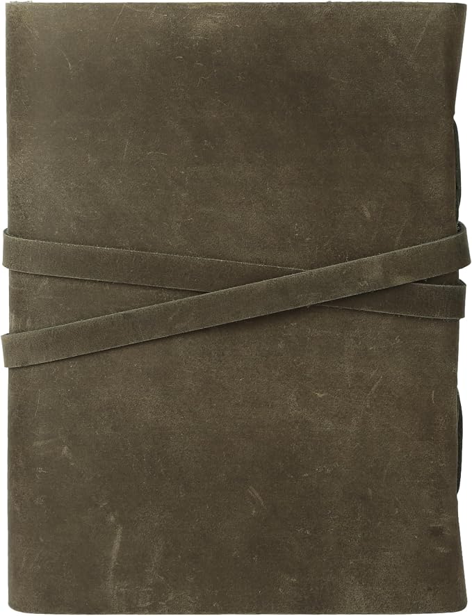 Leather Journal with Deckle Edge Paper 8x6 inch and Vintage Key | Handmade Writing Notebook Diary | Bound Daily Notepad for Men & Women Medium, Sketch/Writing pad for Artists