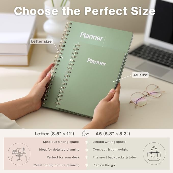 Undated Weekly Planner, 8.5" x 11", Dashboard Layout, Green | Dateless, Top Priorities, To Do List, Habit Tracker, Weekly Notes Space, Weekly Reflection, For Work, School & Life