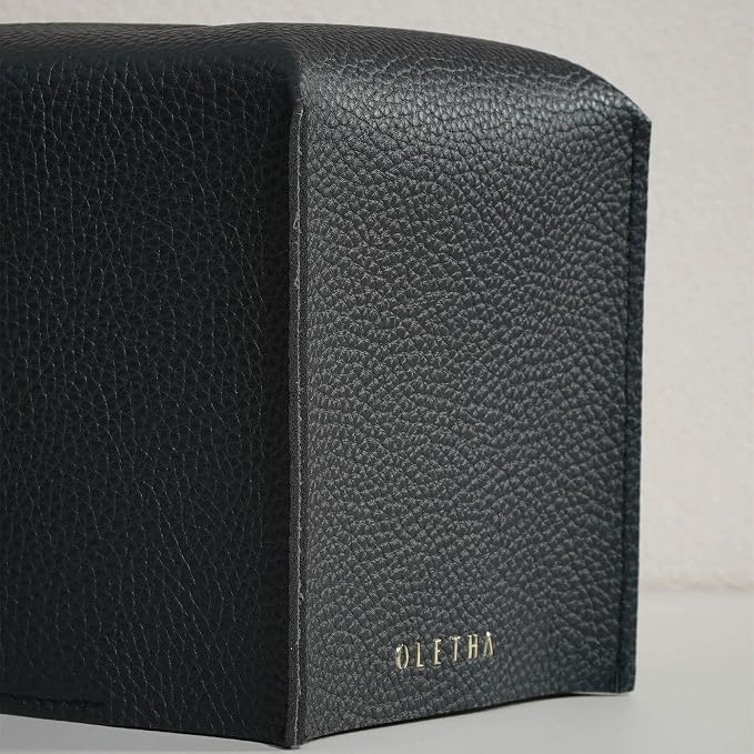 OLETHA Square Tissue Box Cover - Aesthetic Desk Decor for Room, Home & Office - Tissues Cube Boxes Holder - Black