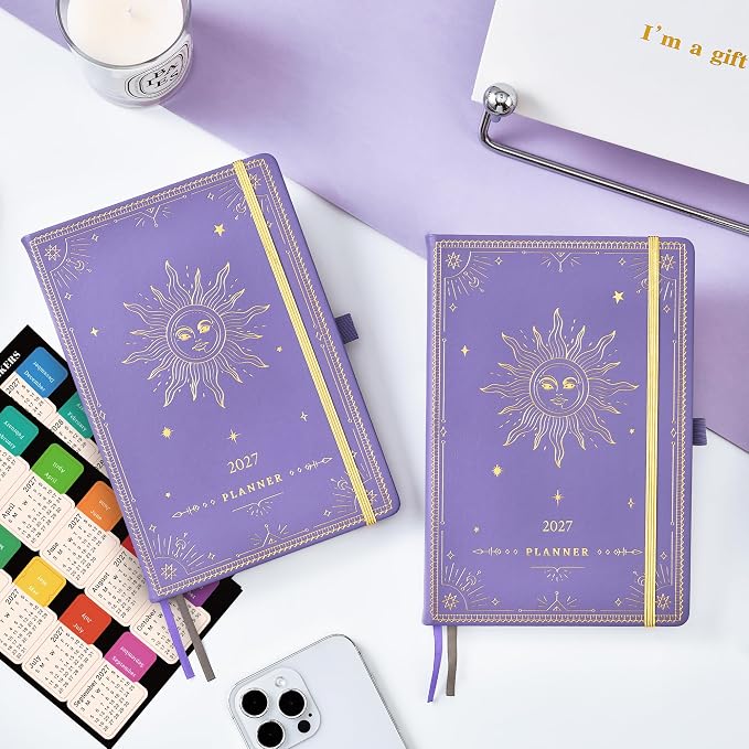 2027 Planner - 2027 Weekly Monthly Planner, January 2027 - December 2027, 5.75" x 8.25", Faux Leather Planner 2027 with Back Pocket & 40 Notes Pages - Lavender