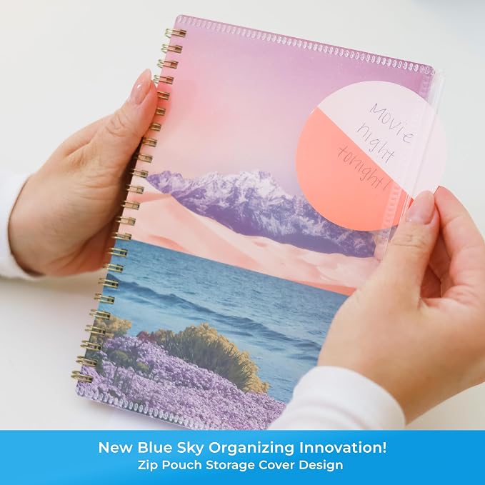 Blue Sky 2025-2026 Weekly & Monthly Academic Planner, 5"x8", Believe | July 2025 - June 2026, Flexible Cover With Zip Pouch, Wirebound, Storage Pocket, Academic Year