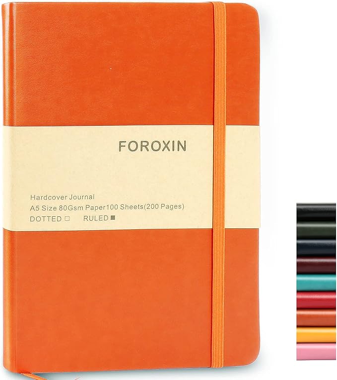Journal notebook (A5-Lined,Orange Color),192 Pages, Medium 5.7X8.3 inches - 80 gsm Thick Paper, Hardcover