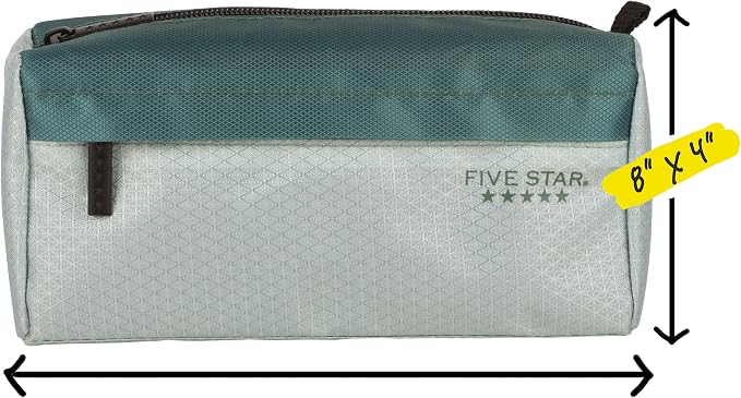 Five Star Pencil Pouch, Pen Case, 9-Pocket Zipper Pouch, Storage Organizer for School Supplies Earbuds Chargers Cables Makeup, Green/Juniper (500214F-ECM)