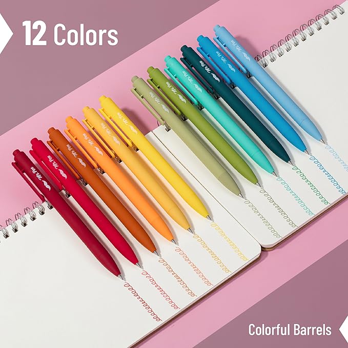 Mr. Pen- Retractable Gel Pens, 12 Pack, Winter Forest Color Inks | Fine Point 0.5mm, Fast Dry, Smooth Writing, Cute Pens for Drawing, Writing Planner and School Supplies