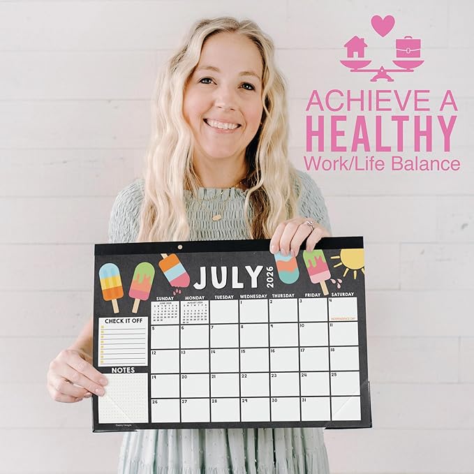 Hadley Designs Large Teacher Desk Calendar 2026-2027 - Desktop Calendar 2026, 18-Month Academic Desk Calendars for School, Home & Office, Cute Classroom Must Haves, Back to School Teacher Gifts