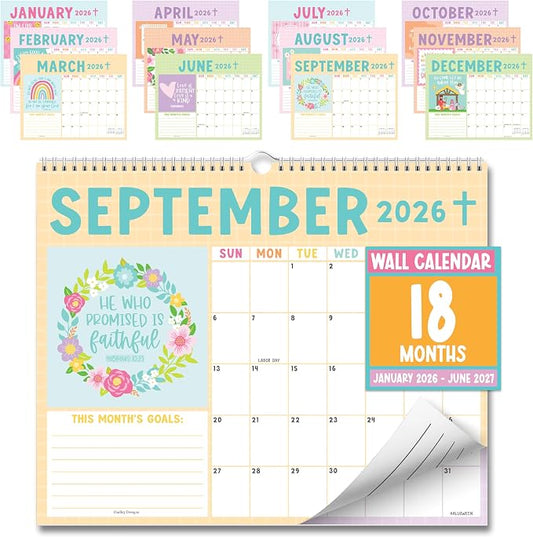 2026 Calendar Wall - 2026 Wall Calendar Large, 18-Month Hanging Calendars for School, Home & Office, Academic Monthly Calendar from January 2026 to June 2027, Back to School Teacher Gifts
