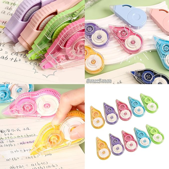 10Pcs Correction Tape Roller 8mx5mm Quick Dry White Out Correction Tape Total 80m for Writing School and Office Supplies
