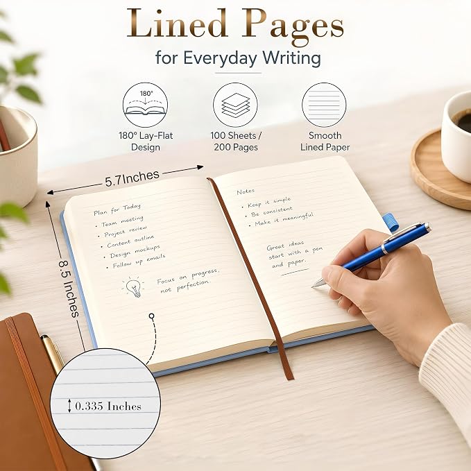 Personalized Notebook and Pen Set | A5, 200 Pages, Lined, Custom Engraved, Leather Journal Diary Business Gifts