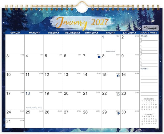 2027 Calendar - 2027 Wall Calendar, JAN 2027 - DEC 2027, 8.5" x 11" | 2027 Wall Calendar 12 Month with Hanging Hook, To-do & Notes, Perfect for Classroom, Home and Office Organization