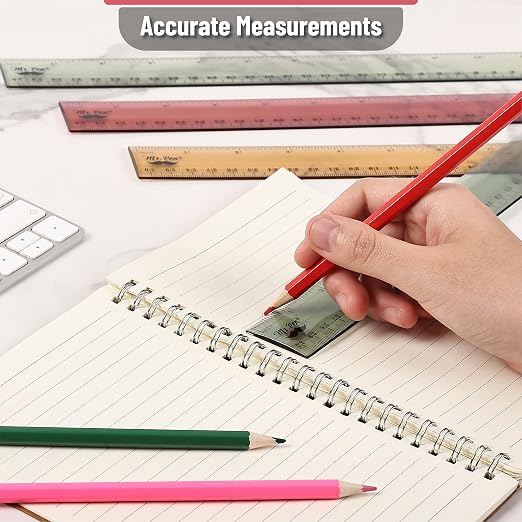 Mr. Pen- Ruler, 12 inch Ruler, 6 Pack, Vintage Colors, Clear Rulers 12 Inch | Rulers