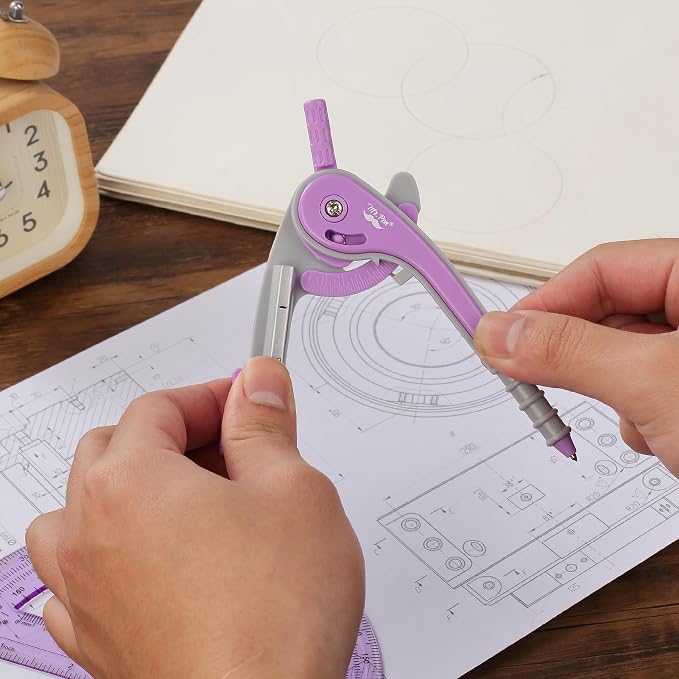 Mr. Pen- Geometry Compass and Protractor Set, 6 Inch Compass | 6 Inch Protractor, Drawing Tool for School, Clear Plastic, Easy Grip, Precision Design for Math, Art, Drafting, Architecture